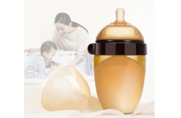 Manufacturer Custom Soft Imitation Breastfeeding Silicone Wide-mouth Baby Bottle