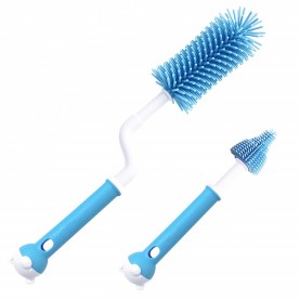 2pcs Baby Silicone Bottle Brushes 360 Degree Rotation Nipple Cleaning Brush